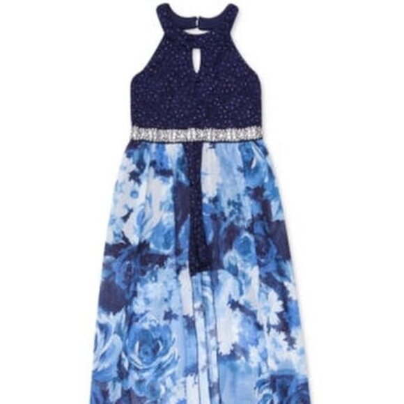 Speechless Girls Glitter-Lace Walk-Through Maxi Dress - Picture 1 of 3